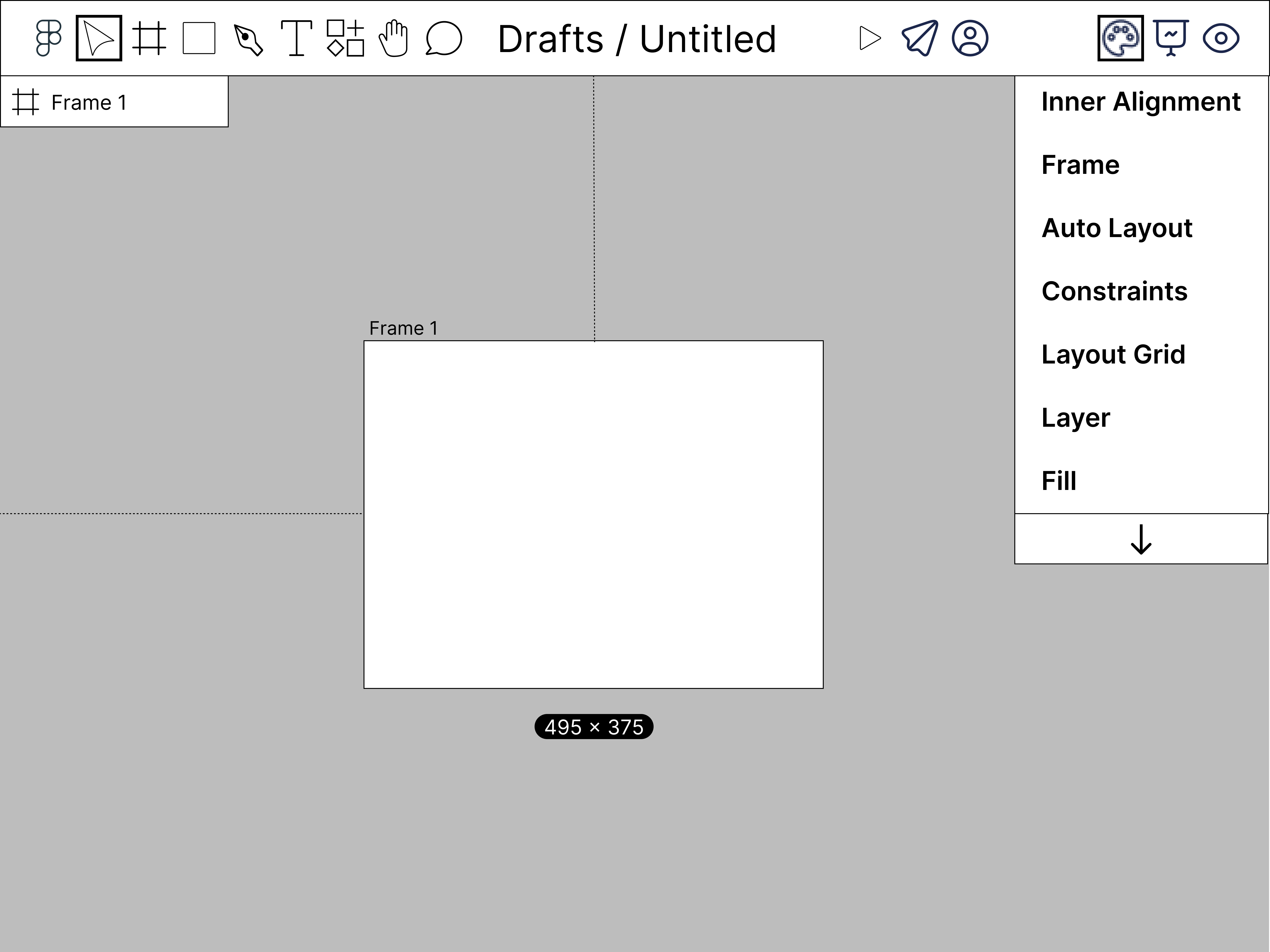 lofi prototype depicting frame drawn and frame settings open